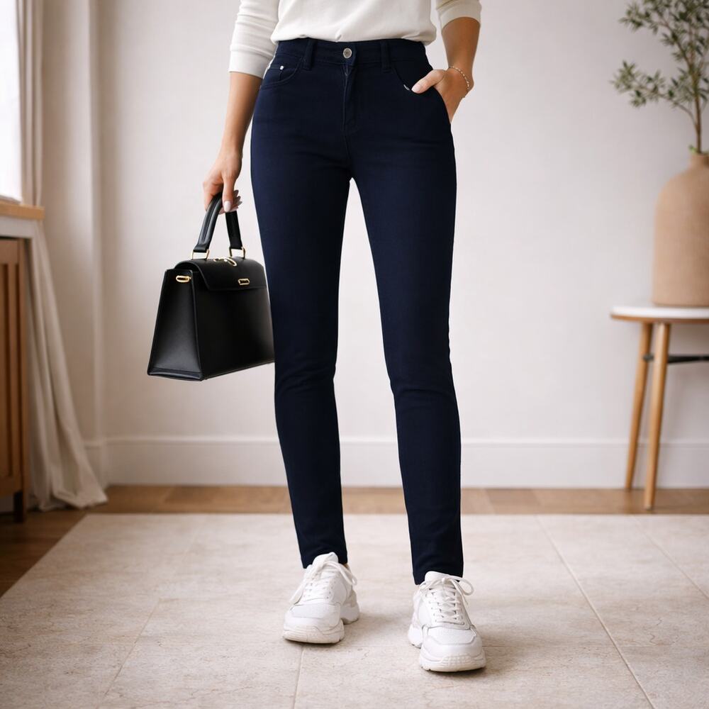 Lacoste Slim Fit Pants Women's Sz M(38)Black Stretch Pockets Minimalist Neutral